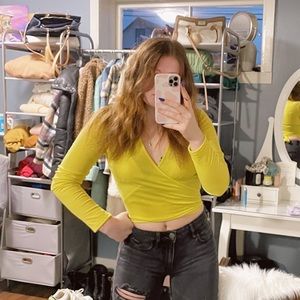 Yellow wrap top